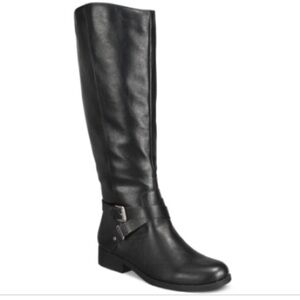 Style & Co Marilee Wide Calf Motorcycle Boots Black Faux Leather Size 10 Medium